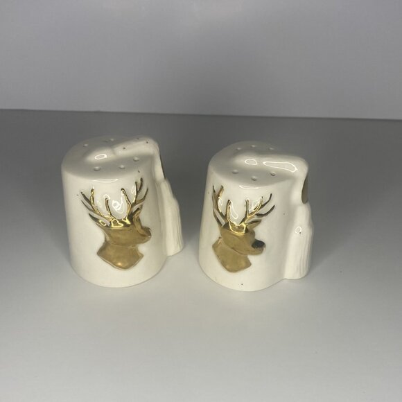 Christmas Reindeer Gold & White Salt & Pepper Shakers - Picture 9 of 9